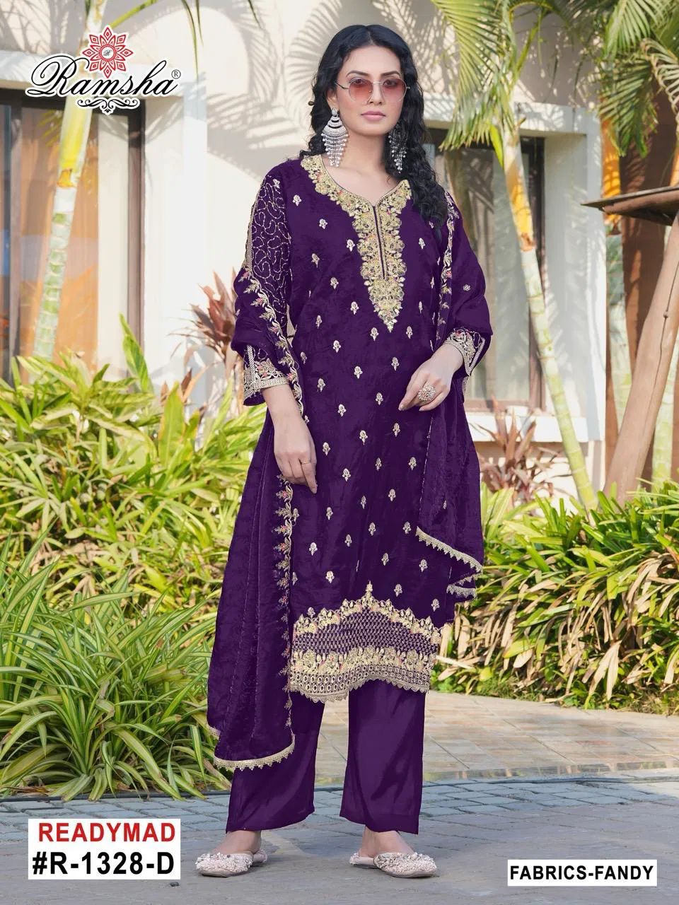 R 1328 Nx By Ramsha Fandy Pakistani Readymade Suits Wholesalers In India